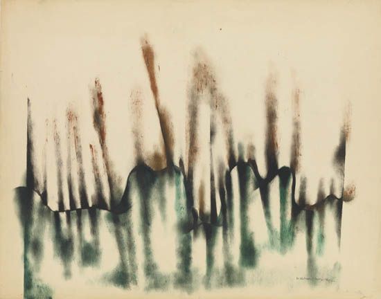 NORMAN LEWIS (1909 - 1979) Untitled (Green and Brown Abstraction).